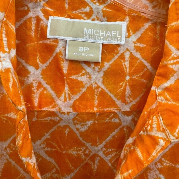 Women's Michael Kors Orange Button Up Cap Sleeve Shirt. Size 8 Petite - Picture 3 of 6